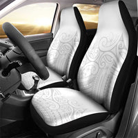 Polynesia White Sunday Car Seat Cover Plumeria Polynesian Tribal Grey Color - Polynesian Pride