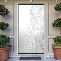 Polynesia White Sunday Door Cover Plumeria Polynesian Tribal Grey Color - Polynesian Pride
