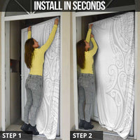 Polynesia White Sunday Door Cover Plumeria Polynesian Tribal Grey Color - Polynesian Pride