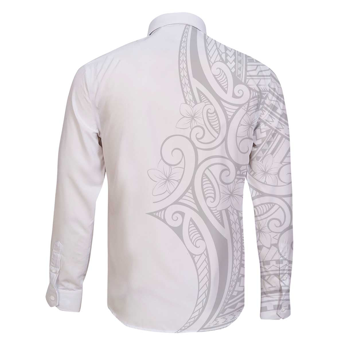 Polynesia White Sunday Family Matching Off The Shoulder Long Sleeve Dress and Hawaiian Shirt Plumeria Polynesian Tribal Grey Color - Polynesian Pride