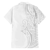 Polynesia White Sunday Hawaiian Shirt Plumeria Polynesian Tribal Grey Color LT14 - Polynesian Pride
