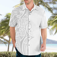 Polynesia White Sunday Hawaiian Shirt Plumeria Polynesian Tribal Grey Color LT14 - Polynesian Pride