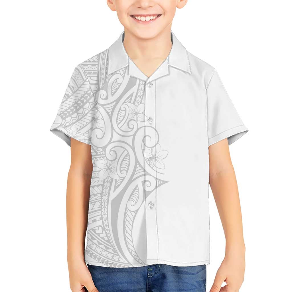 Polynesia White Sunday Hawaiian Shirt Plumeria Polynesian Tribal Grey Color LT14 - Polynesian Pride