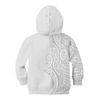 Polynesia White Sunday Kid Hoodie Plumeria Polynesian Tribal Grey Color - Polynesian Pride