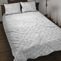 Polynesia White Sunday Quilt Bed Set Plumeria Polynesian Tribal Grey Color - Polynesian Pride