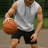 Polynesia White Sunday Sleeveless Hoodie Plumeria Polynesian Tribal Grey Color - Polynesian Pride