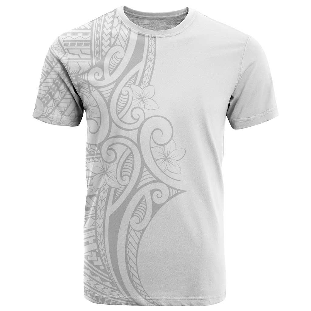 Polynesia White Sunday T Shirt Plumeria Polynesian Tribal Grey Color - Polynesian Pride