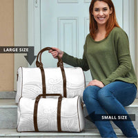 Polynesia White Sunday Travel Bag Plumeria Polynesian Tribal Grey Color - Polynesian Pride
