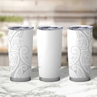 Polynesia White Sunday Tumbler Cup Plumeria Polynesian Tribal Grey Color - Polynesian Pride