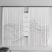 Polynesia White Sunday Window Curtain Plumeria Polynesian Tribal Grey Color - Polynesian Pride