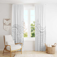 Polynesia White Sunday Window Curtain Plumeria Polynesian Tribal Grey Color - Polynesian Pride