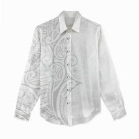 Polynesia White Sunday Women Casual Shirt Plumeria Polynesian Tribal Grey Color - Polynesian Pride