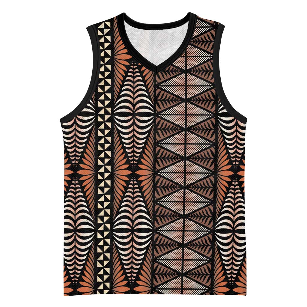 Malo e lelei Tonga Basketball Jersey Tongan Ngatu Vintage Brown LT14 Unisex Brown - Polynesian Pride