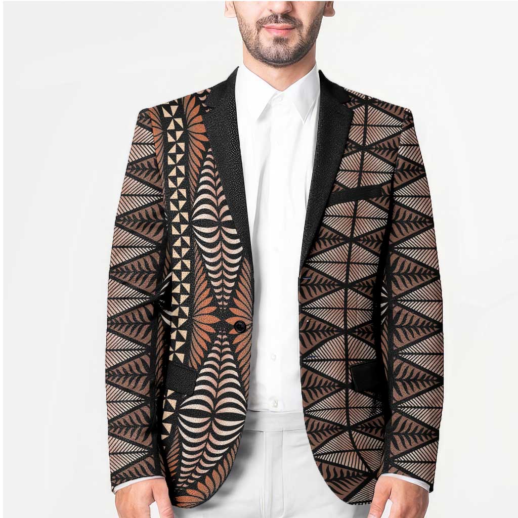 Malo e lelei Tonga Blazer Tongan Ngatu Vintage Brown - Polynesian Pride