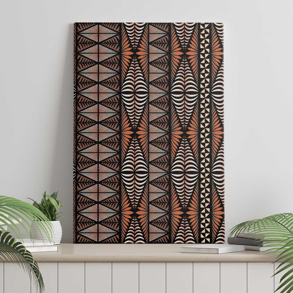 Malo e lelei Tonga Canvas Wall Art Tongan Ngatu Vintage Brown - Polynesian Pride