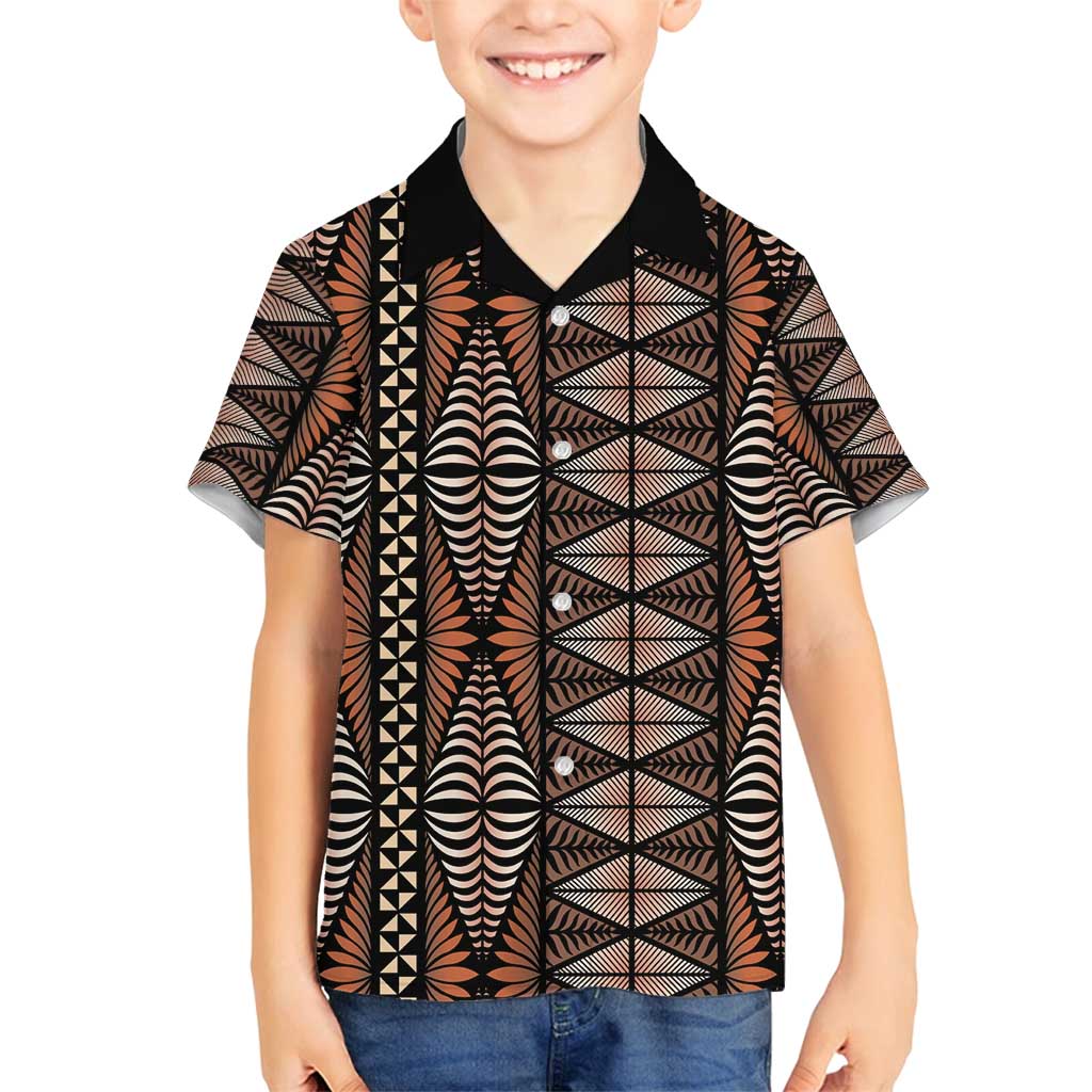 Malo e lelei Tonga Family Matching Long Sleeve Bodycon Dress and Hawaiian Shirt Tongan Ngatu Vintage Brown - Polynesian Pride