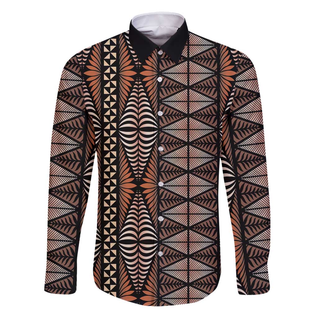 Malo e lelei Tonga Family Matching Tank Maxi Dress and Hawaiian Shirt Tongan Ngatu Vintage Brown - Polynesian Pride