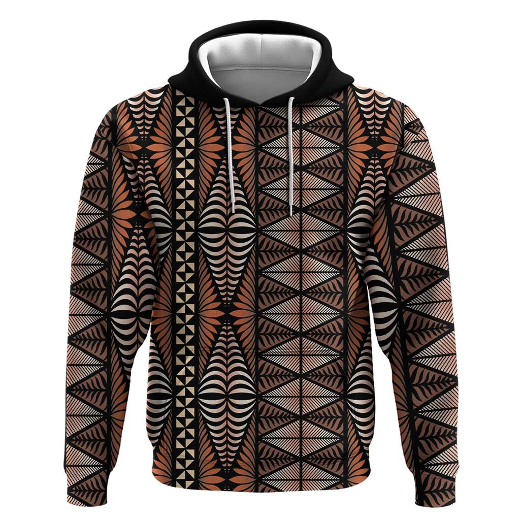 Malo e lelei Tonga Hoodie Tongan Ngatu Vintage Brown - Polynesian Pride