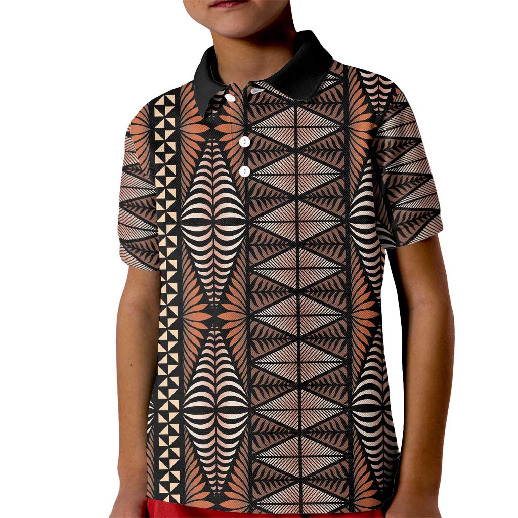 Malo e lelei Tonga Kid Polo Shirt Tongan Ngatu Vintage Brown - Polynesian Pride