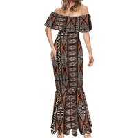 Malo e lelei Tonga Mermaid Dress Tongan Ngatu Vintage Brown - Polynesian Pride