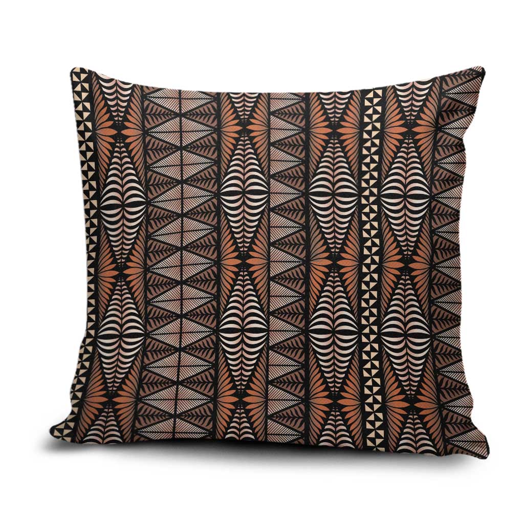 Malo e lelei Tonga Pillow Cover Tongan Ngatu Vintage Brown - Polynesian Pride