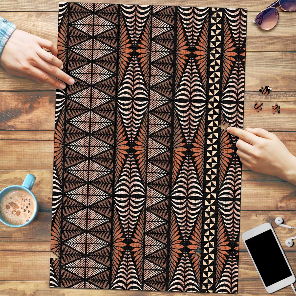 Malo e lelei Tonga Puzzle Tongan Ngatu Vintage Brown - Polynesian Pride