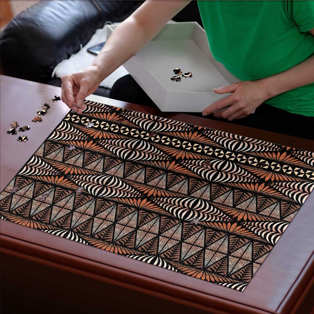 Malo e lelei Tonga Puzzle Tongan Ngatu Vintage Brown - Polynesian Pride