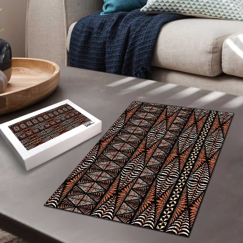 Malo e lelei Tonga Puzzle Tongan Ngatu Vintage Brown - Polynesian Pride