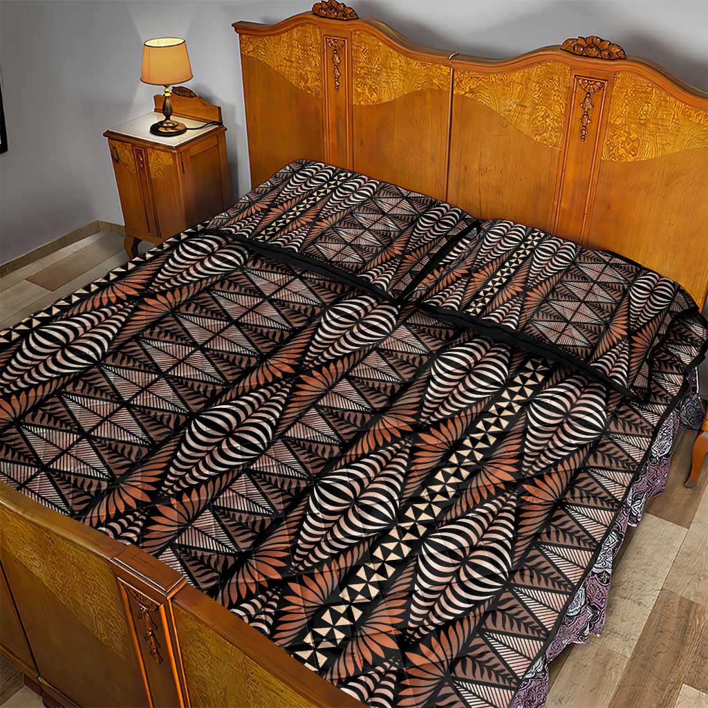 Malo e lelei Tonga Quilt Bed Set Tongan Ngatu Vintage Brown - Polynesian Pride