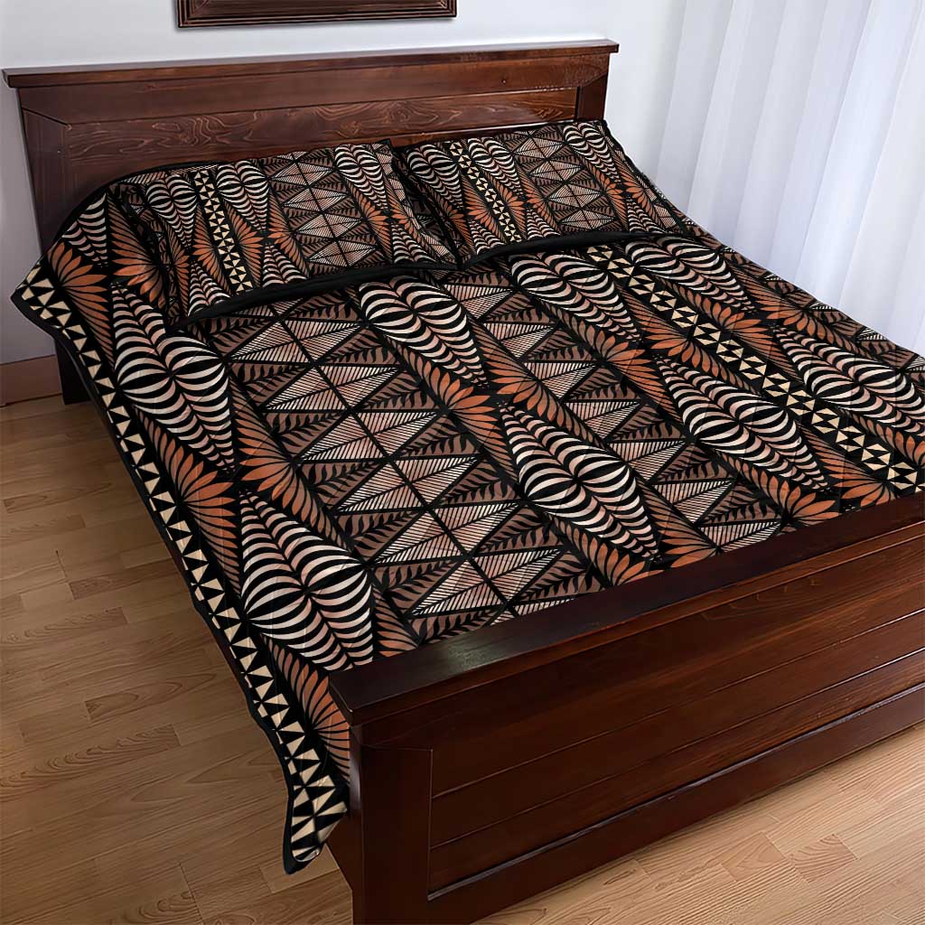 Malo e lelei Tonga Quilt Bed Set Tongan Ngatu Vintage Brown - Polynesian Pride