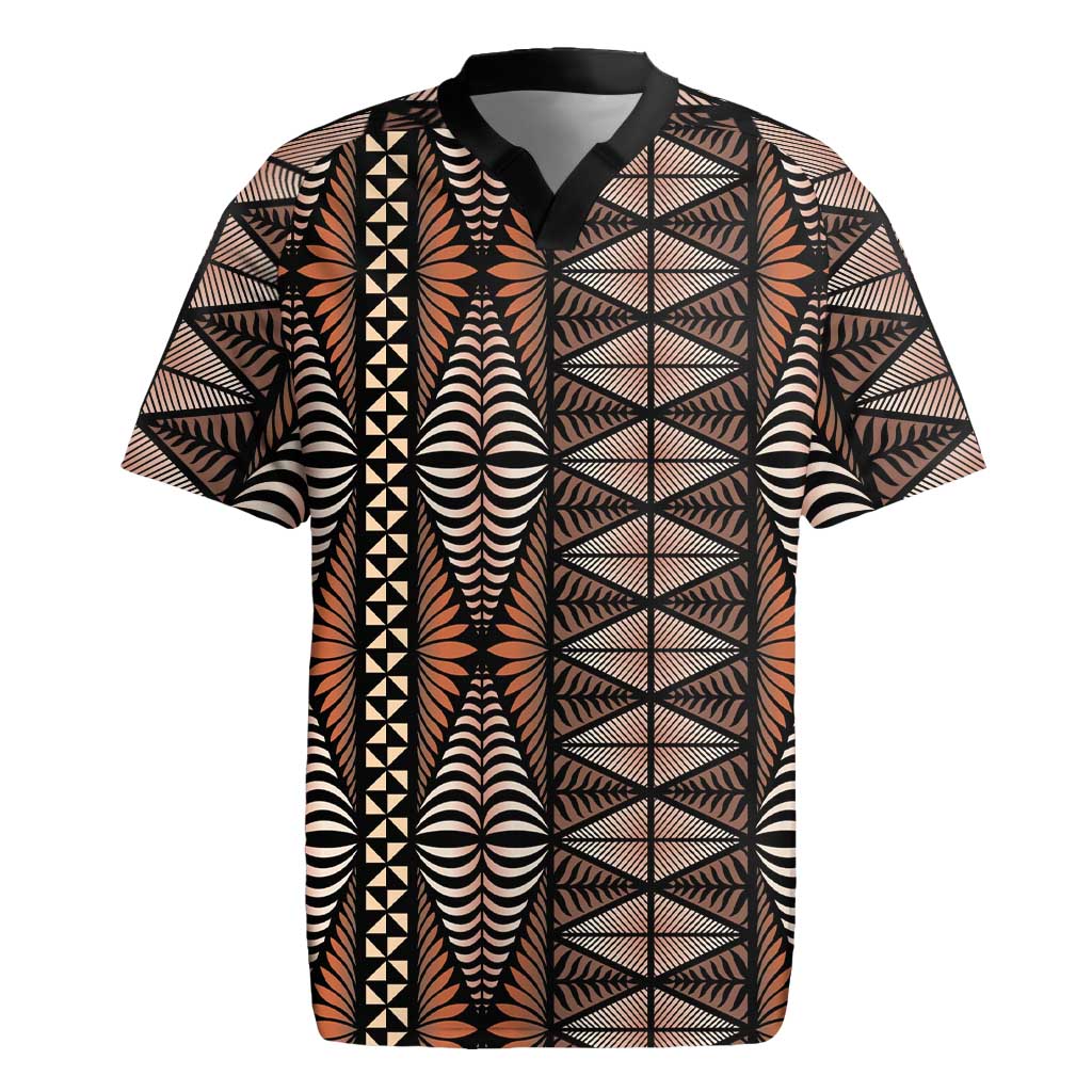 Malo e lelei Tonga Rugby Jersey Tongan Ngatu Vintage Brown - Polynesian Pride
