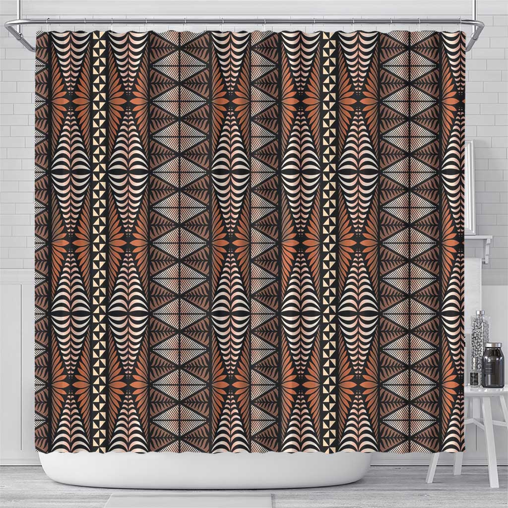 Malo e lelei Tonga Shower Curtain Tongan Ngatu Vintage Brown - Polynesian Pride