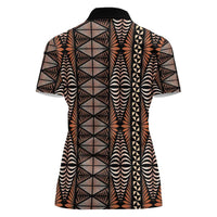 Malo e lelei Tonga Women Polo Shirt Tongan Ngatu Vintage Brown - Polynesian Pride