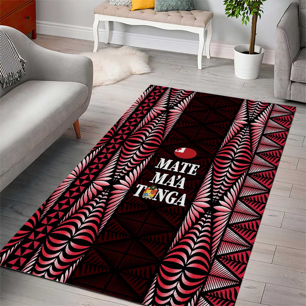 Tonga Rugby Area Rug 2025 Mate Maa Tonga Ngatu Motif - Polynesian Pride