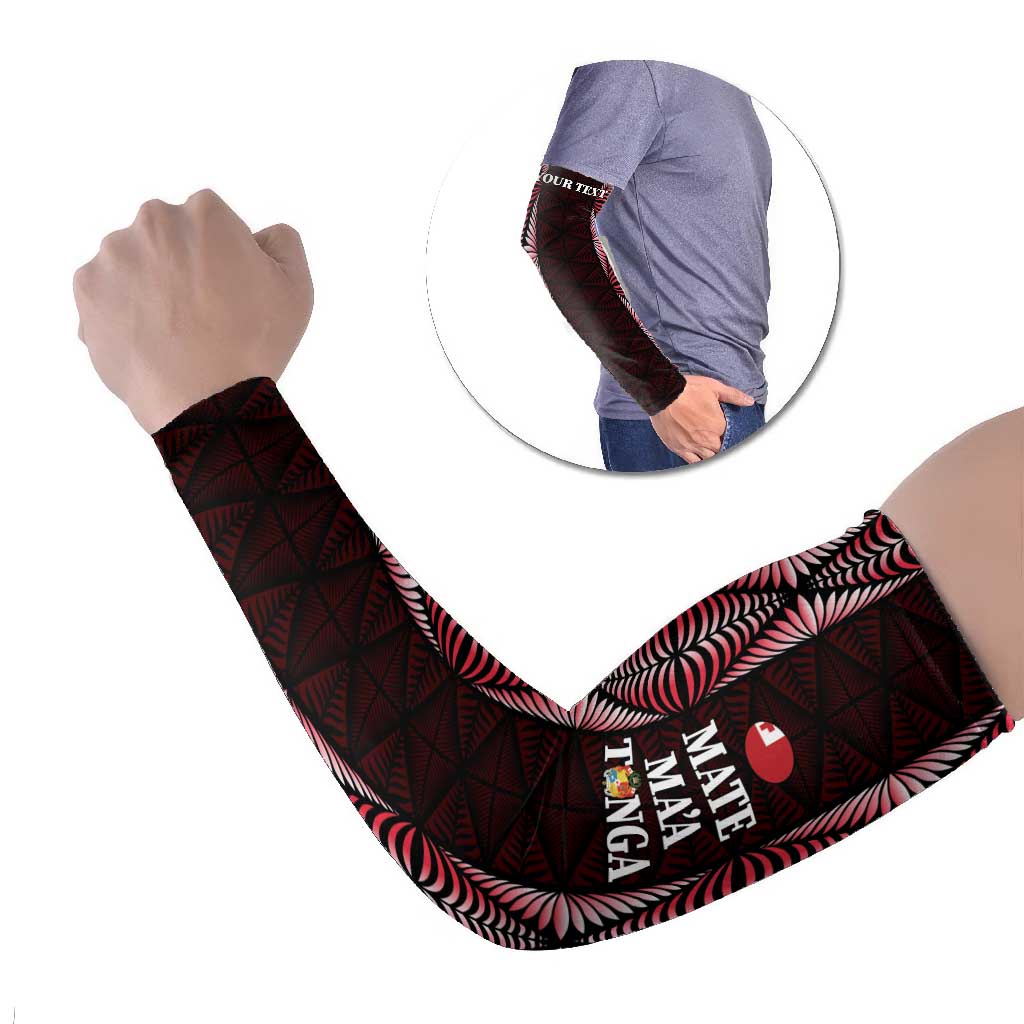 Tonga Rugby Arm Sleeves 2025 Mate Maa Tonga Ngatu Motif - Polynesian Pride