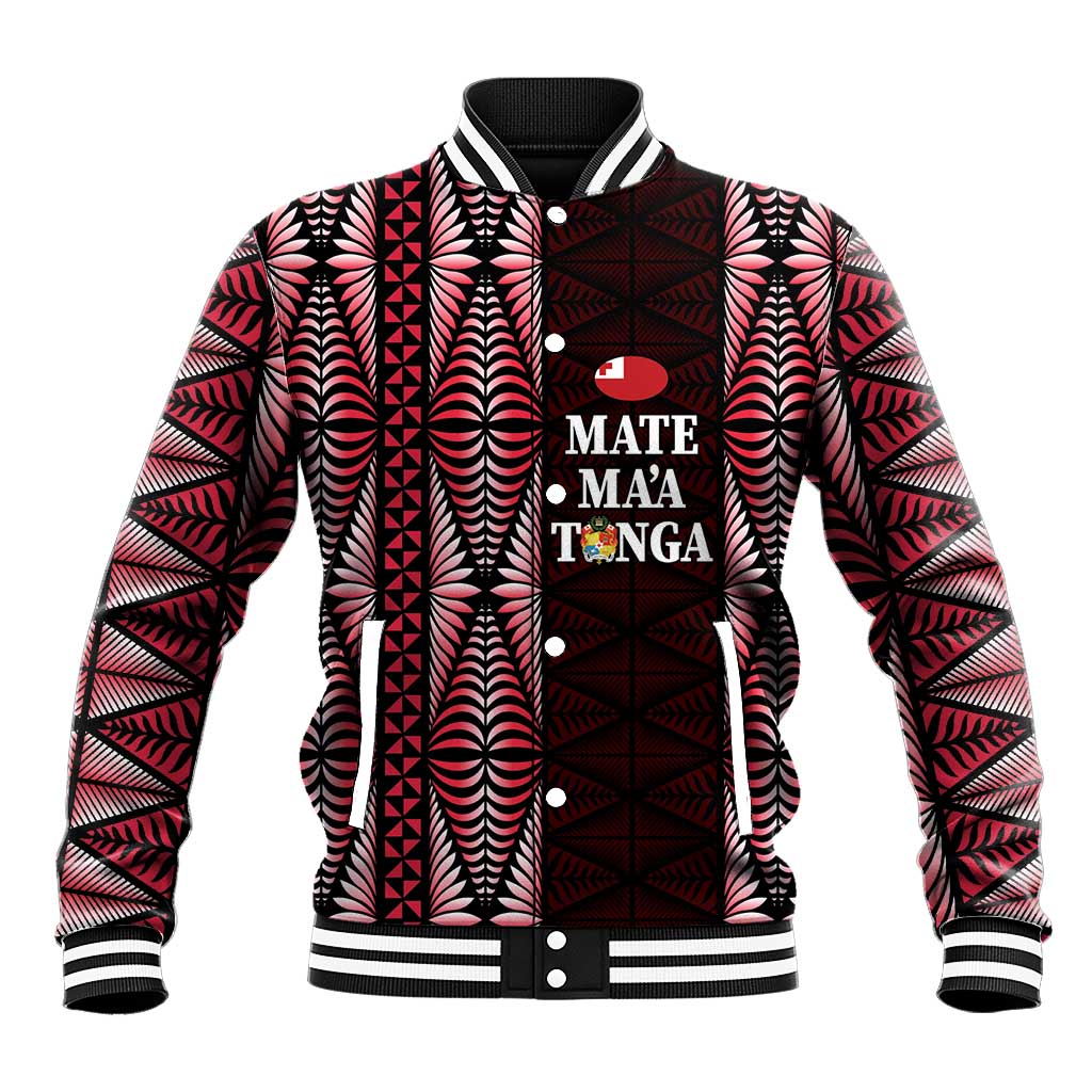 Tonga Rugby Personalised Baseball Jacket 2025 Mate Maa Tonga Ngatu Motif - Polynesian Pride
