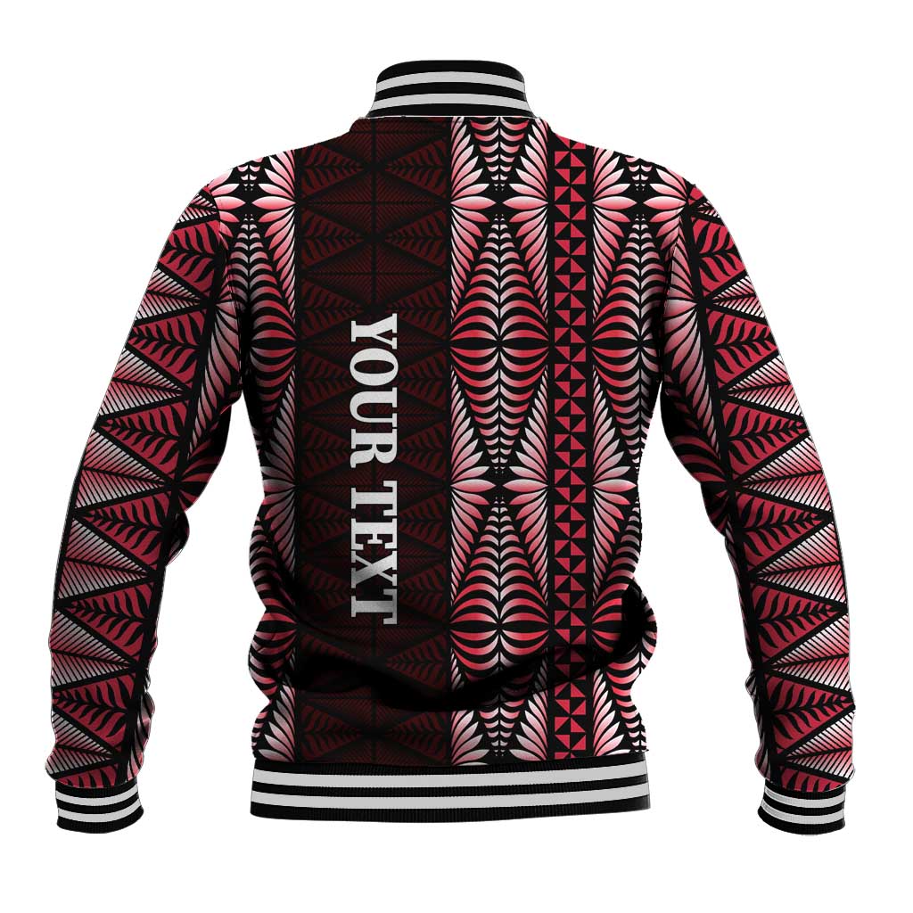 Tonga Rugby Personalised Baseball Jacket 2025 Mate Maa Tonga Ngatu Motif - Polynesian Pride