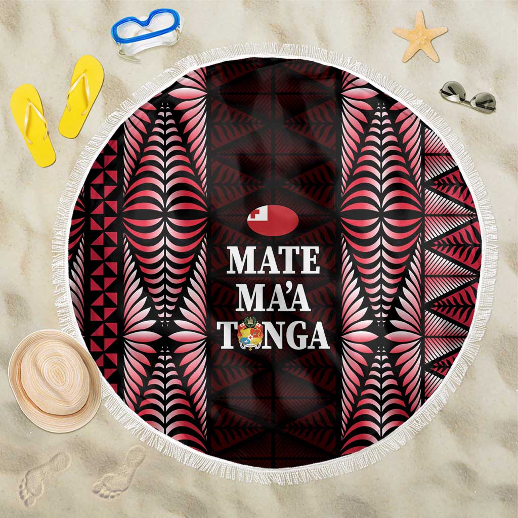 Tonga Rugby Beach Blanket 2025 Mate Maa Tonga Ngatu Motif - Polynesian Pride