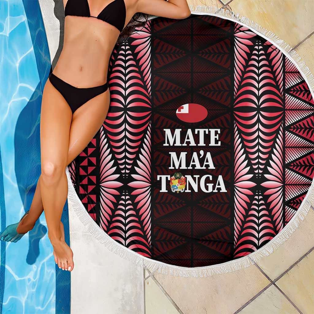 Tonga Rugby Beach Blanket 2025 Mate Maa Tonga Ngatu Motif - Polynesian Pride
