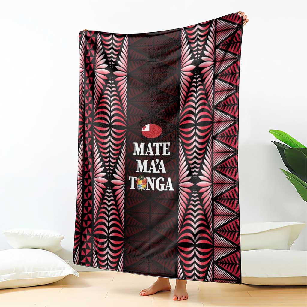 Tonga Rugby Blanket 2025 Mate Maa Tonga Ngatu Motif - Polynesian Pride