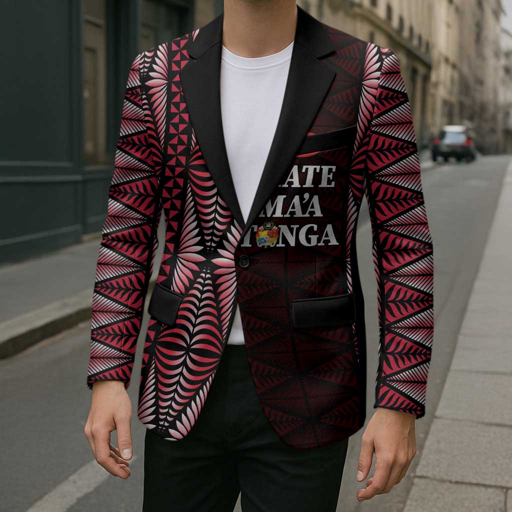 Tonga Rugby Personalised Blazer 2025 Mate Maa Tonga Ngatu Motif - Polynesian Pride