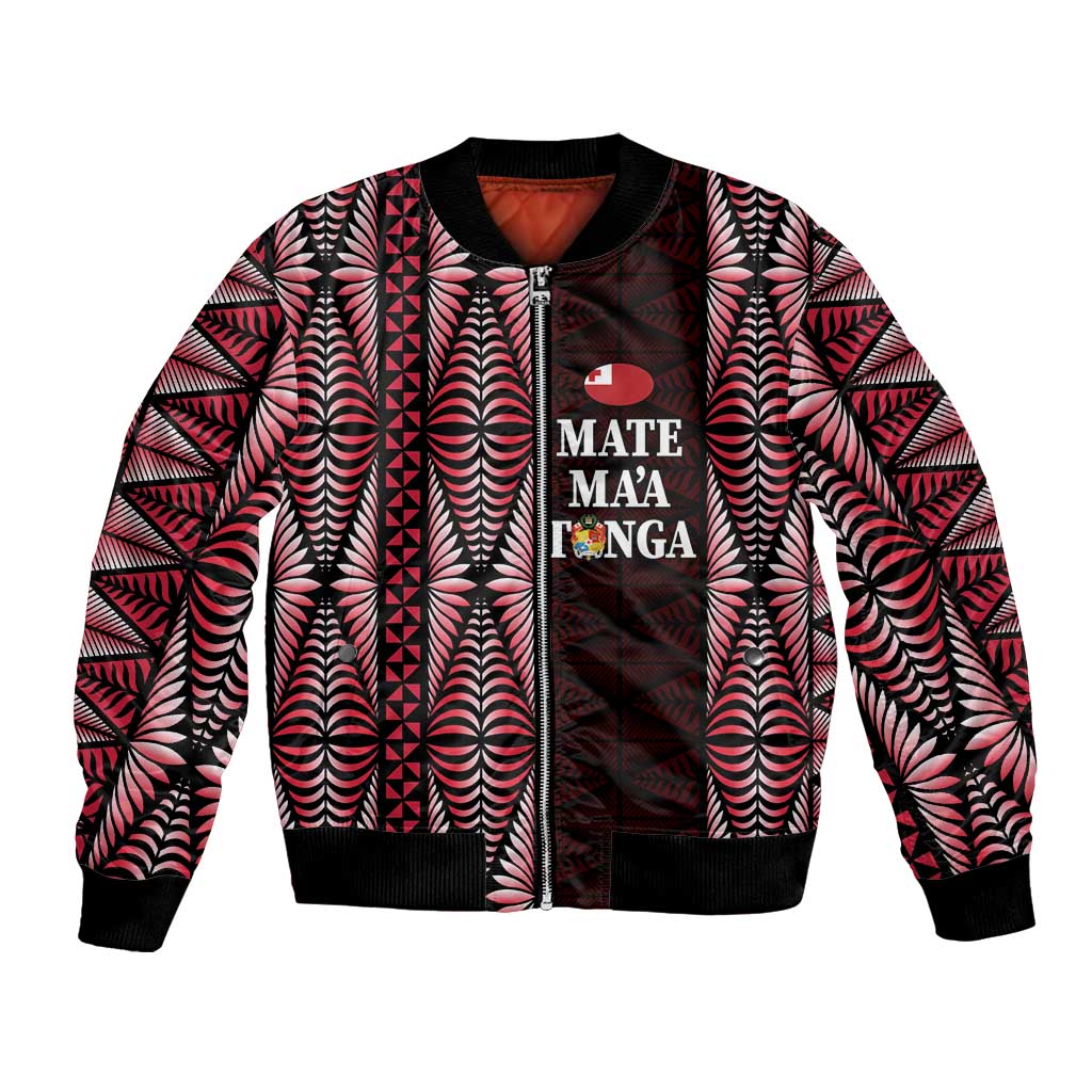 Tonga Rugby Personalised Bomber Jacket 2025 Mate Maa Tonga Ngatu Motif - Polynesian Pride
