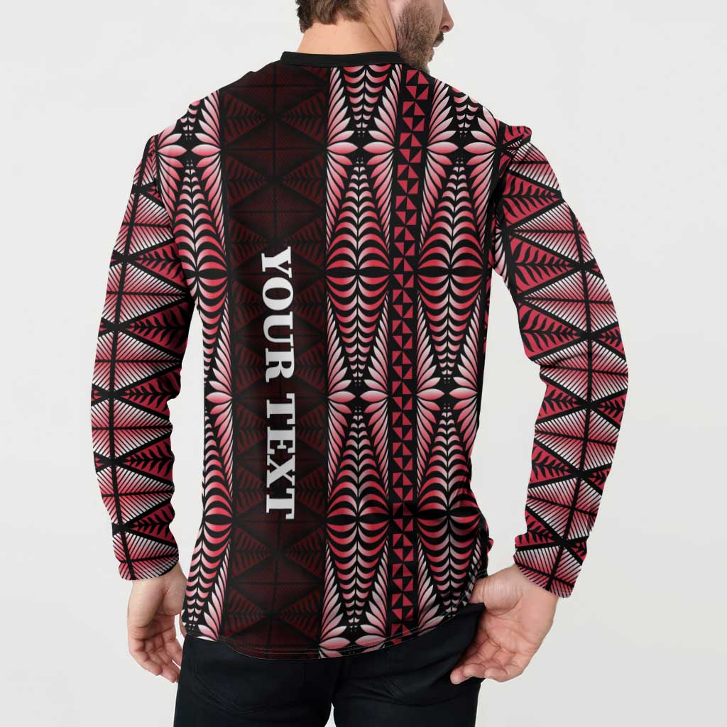 Tonga Rugby Personalised Button Sweatshirt 2025 Mate Maa Tonga Ngatu Motif - Polynesian Pride