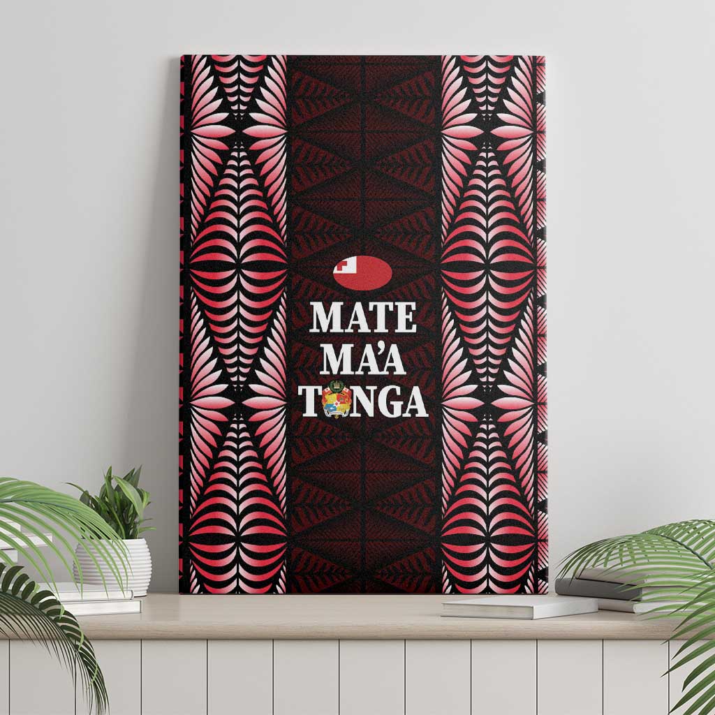 Tonga Rugby Canvas Wall Art 2025 Mate Maa Tonga Ngatu Motif - Polynesian Pride