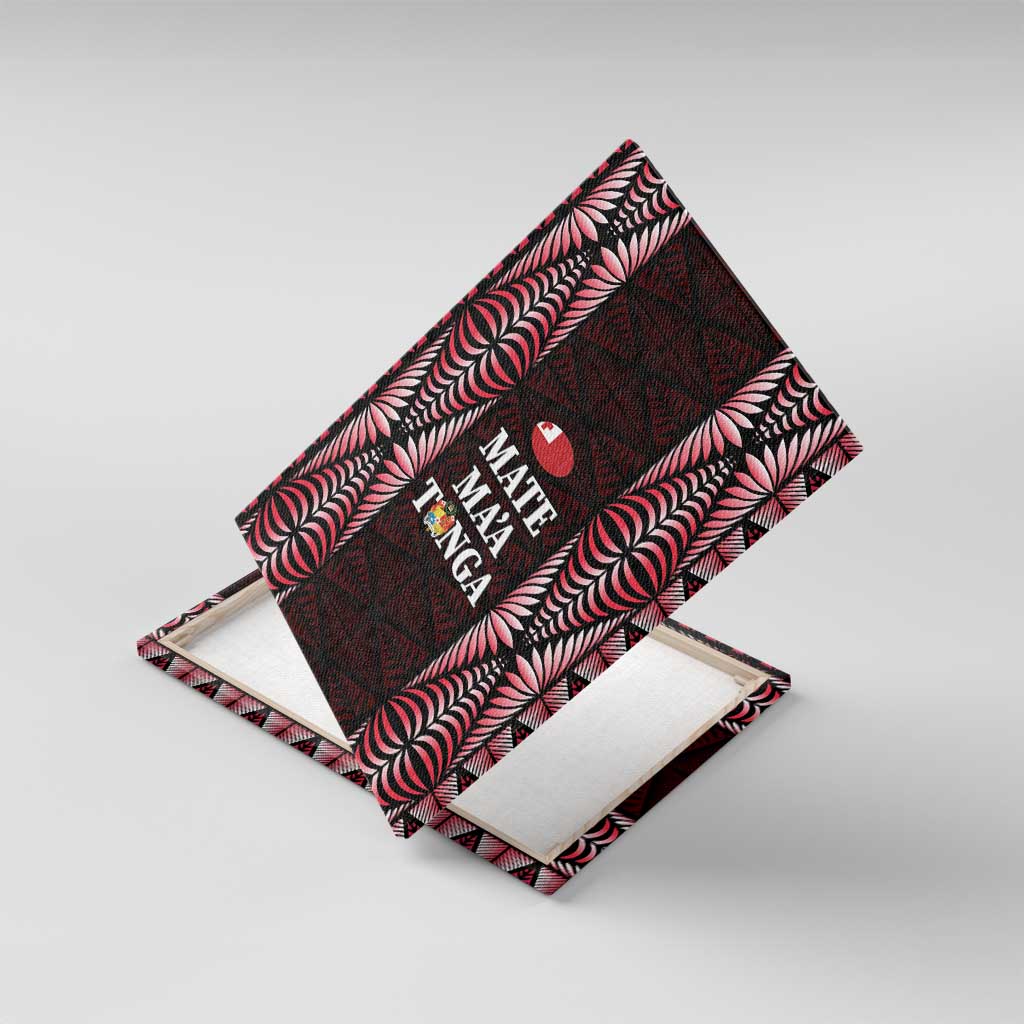 Tonga Rugby Canvas Wall Art 2025 Mate Maa Tonga Ngatu Motif - Polynesian Pride