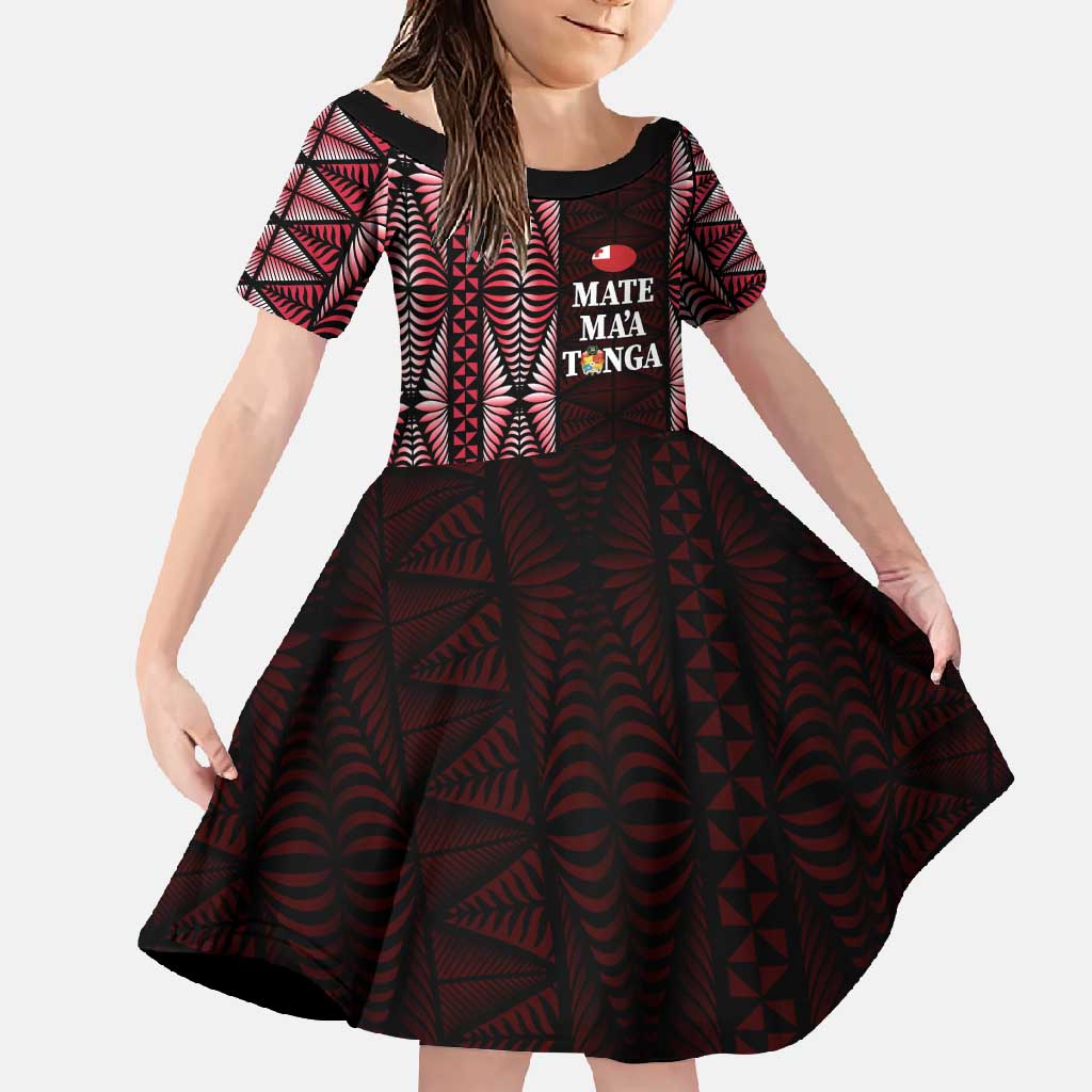Tonga Rugby Personalised Family Matching Summer Maxi Dress and Hawaiian Shirt 2025 Mate Maa Tonga Ngatu Motif - Polynesian Pride