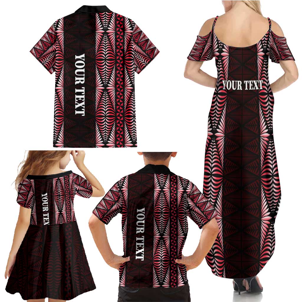 Tonga Rugby Personalised Family Matching Summer Maxi Dress and Hawaiian Shirt 2025 Mate Maa Tonga Ngatu Motif - Polynesian Pride