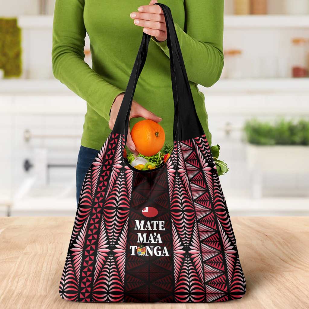 Tonga Rugby Grocery Bag 2025 Mate Maa Tonga Ngatu Motif - Polynesian Pride