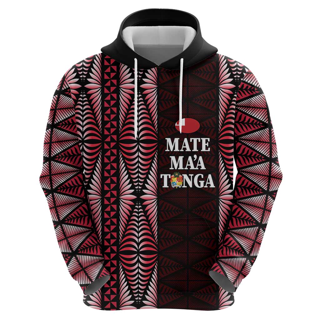 Tonga Rugby Personalised Hoodie 2025 Mate Maa Tonga Ngatu Motif - Polynesian Pride