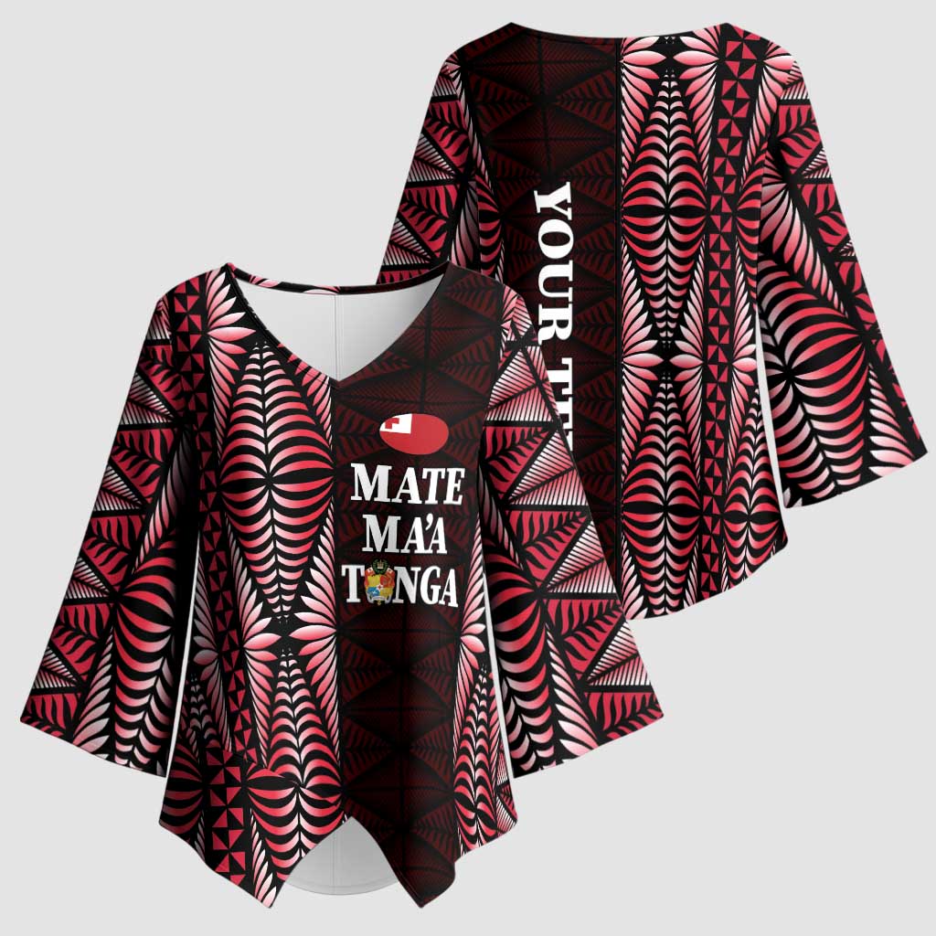 Tonga Rugby Personalised Kimono Sleeve Blouse 2025 Mate Maa Tonga Ngatu Motif - Polynesian Pride